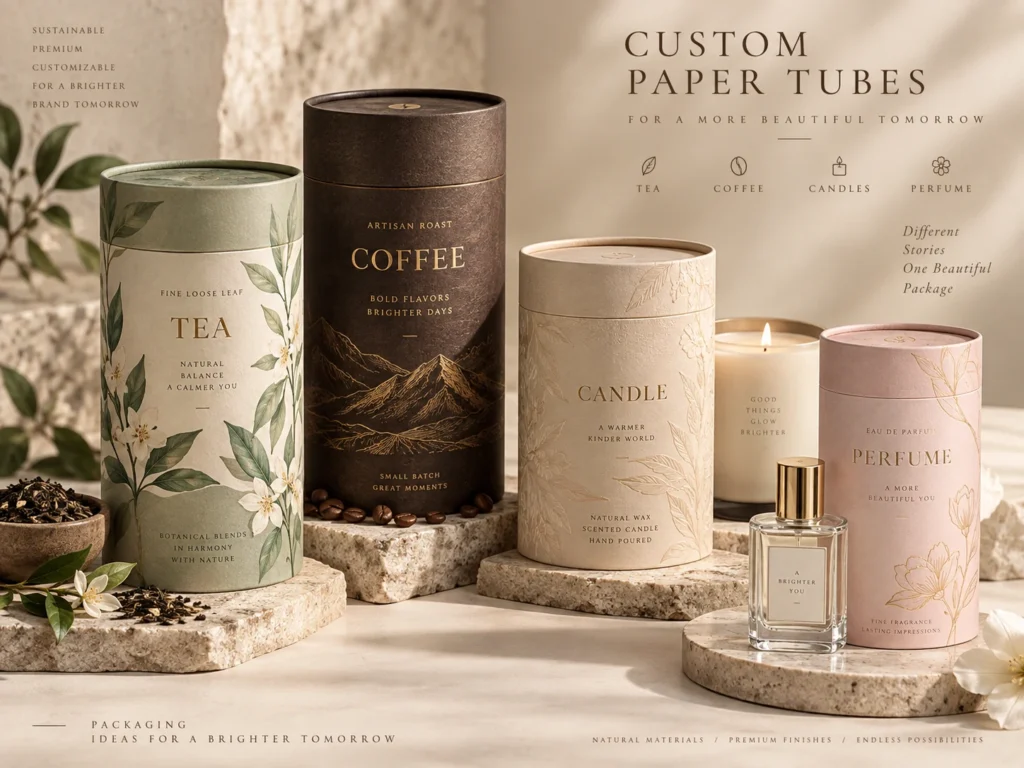 Custom paper tubes for food cosmetic and gift packaging