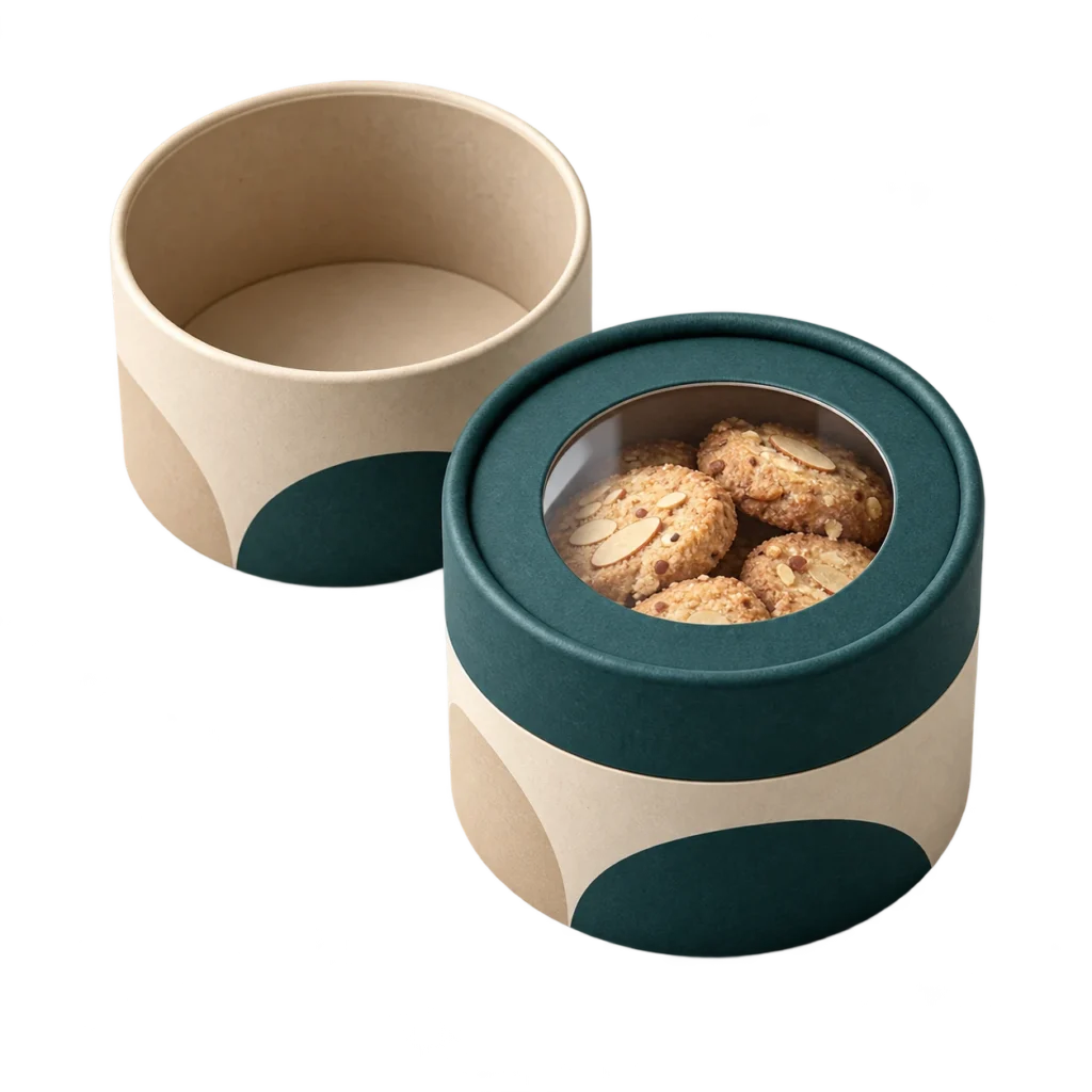 paper tube packaging with clear window on top lid