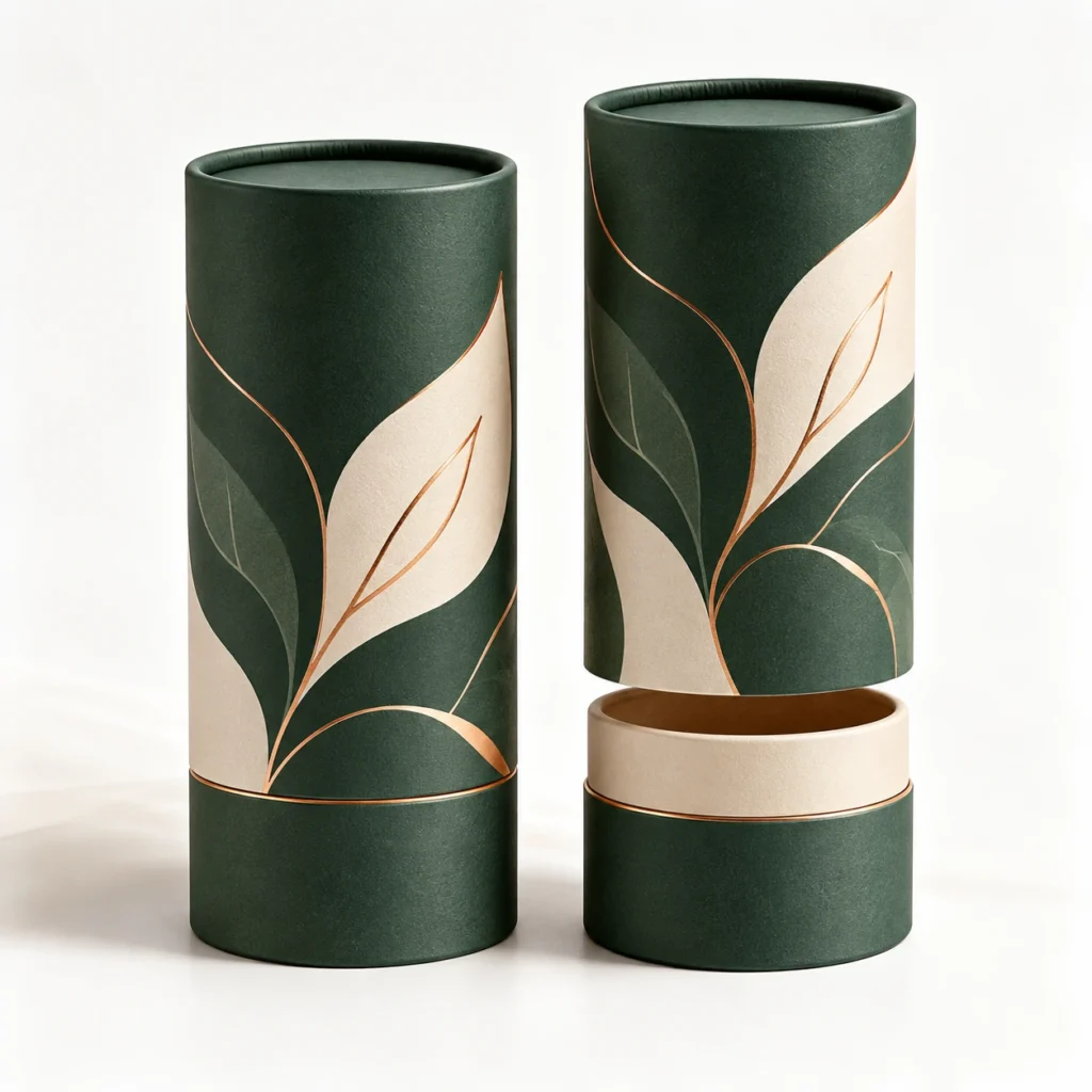 paper tube packaging with long lid and short base