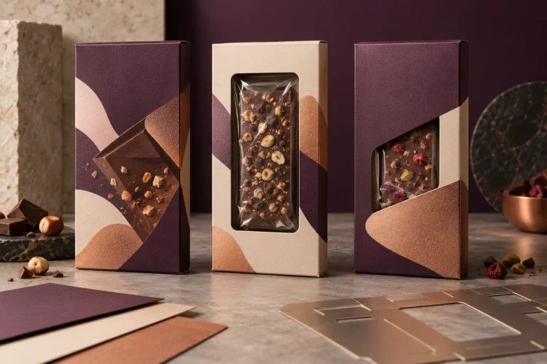 AI concept comparing a printed carton, clear window box and die-cut window package