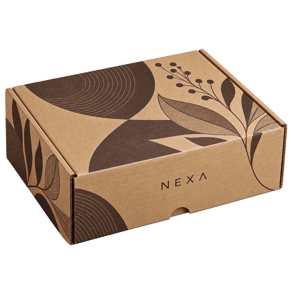 Custom kraft corrugated mailer box with botanical logo printing